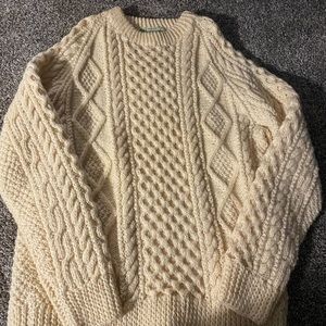 Irish knit sweater, cream color, size L/XL. Excellent condition.